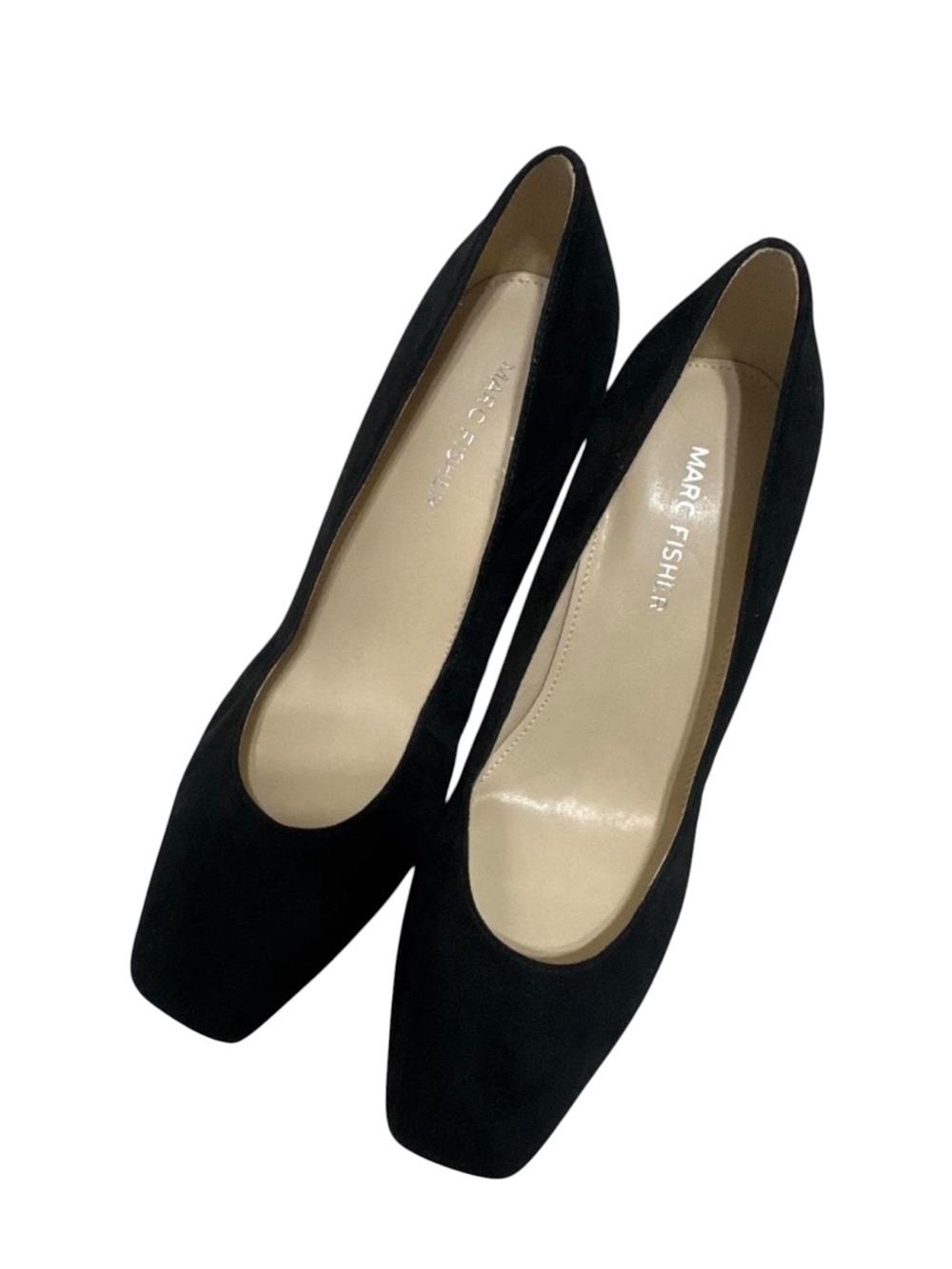 Marc Fisher Keri Black Square-Toe Suede Pumps Size 7.5